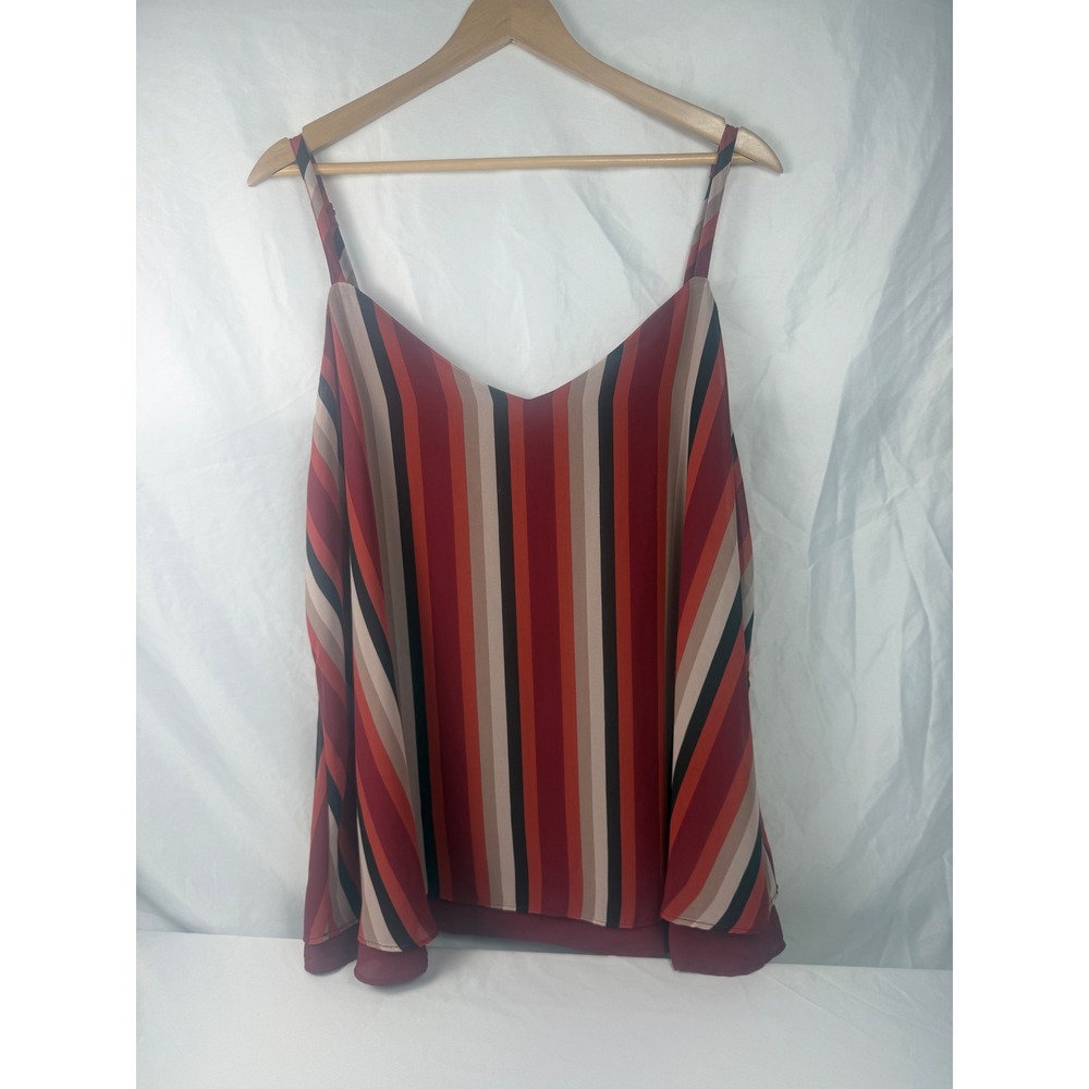 Torrid Size 1 Striped Swing Cami Tank Top Red Pink Black Sleeveless